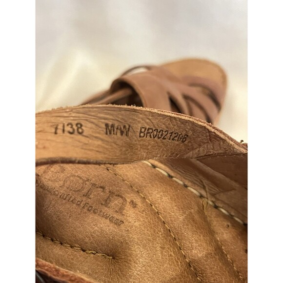 Born Cork Platform Laila Brown Leather Woven Wedge Comfort Sandals Women 7 NEW - Picture 9 of 11